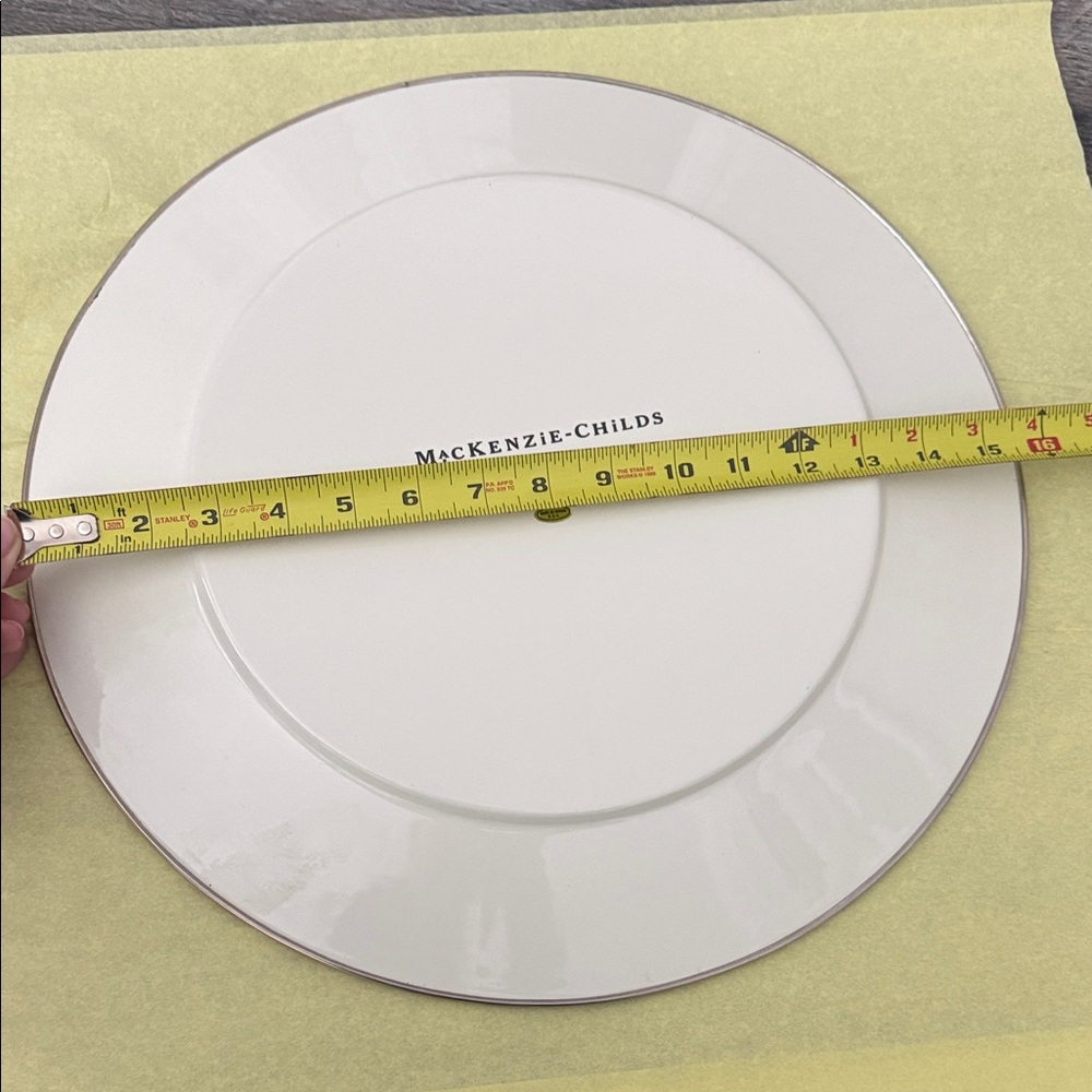 Mackenzie Childs Buttercup Yellow Polka Dot Charger Plate Platter 16in RARE - Picture 4 of 8